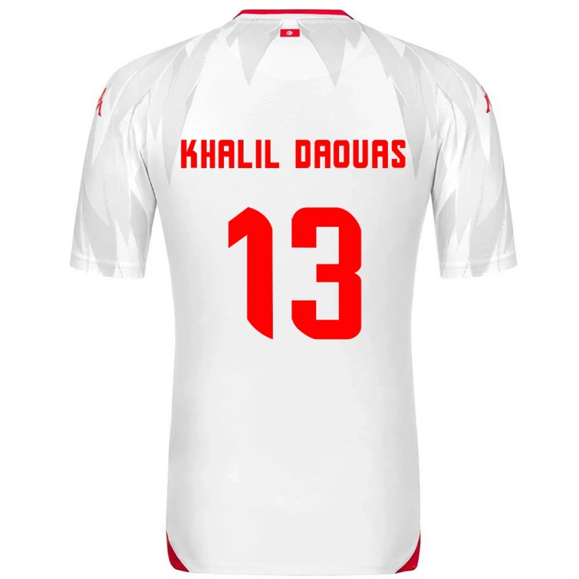 DanxenレディースチュニジアMohamed Khalil Daouas#13白 赤ホームシャツ26-28ジャージーユニフォーム