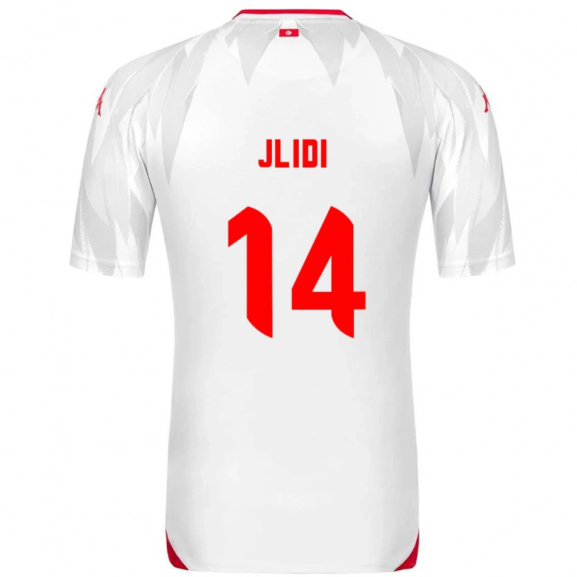 DanxenレディースチュニジアYahia Jlidi#14白 赤ホームシャツ26-28ジャージーユニフォーム