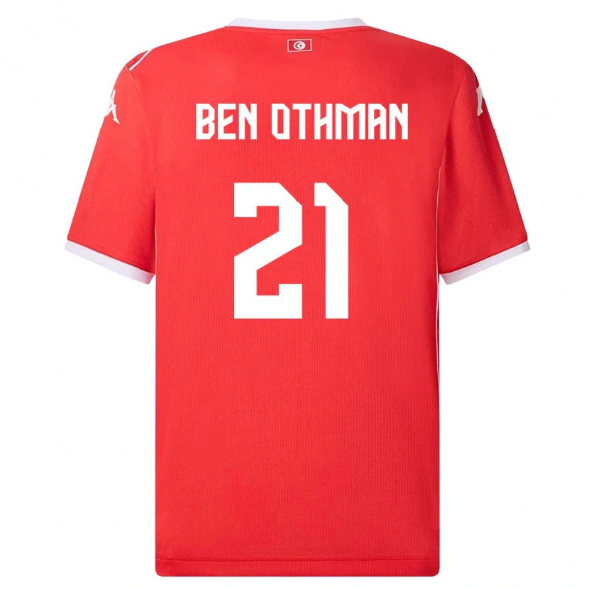 DanxenレディースチュニジアKhairi Ben Othman#21赤 白ホームシャツ26-28ジャージーユニフォーム