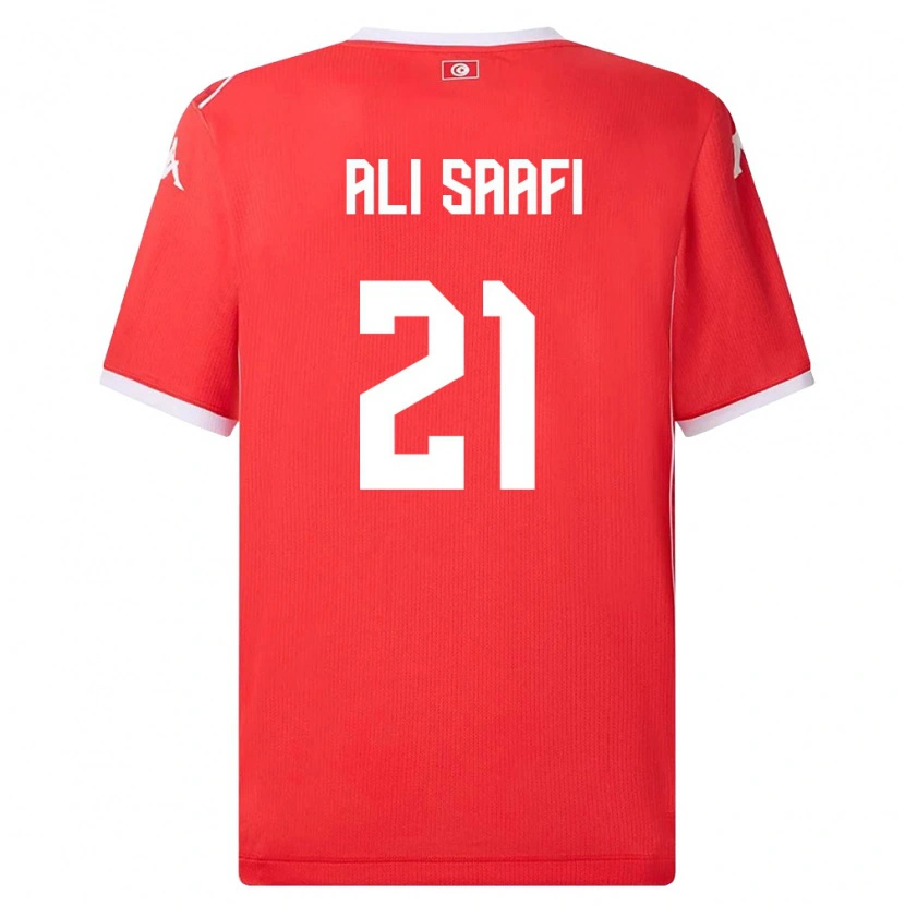 DanxenレディースチュニジアMohamed Ali Saafi#21赤 白ホームシャツ26-28ジャージーユニフォーム