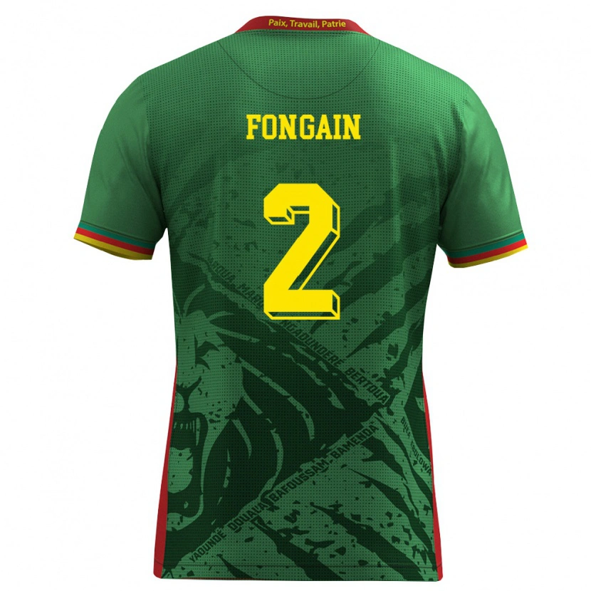 Danxenレディースカメルーンメイピヤ・フォンゲイン#2緑 黄 赤ホームシャツ26-28ジャージーユニフォーム