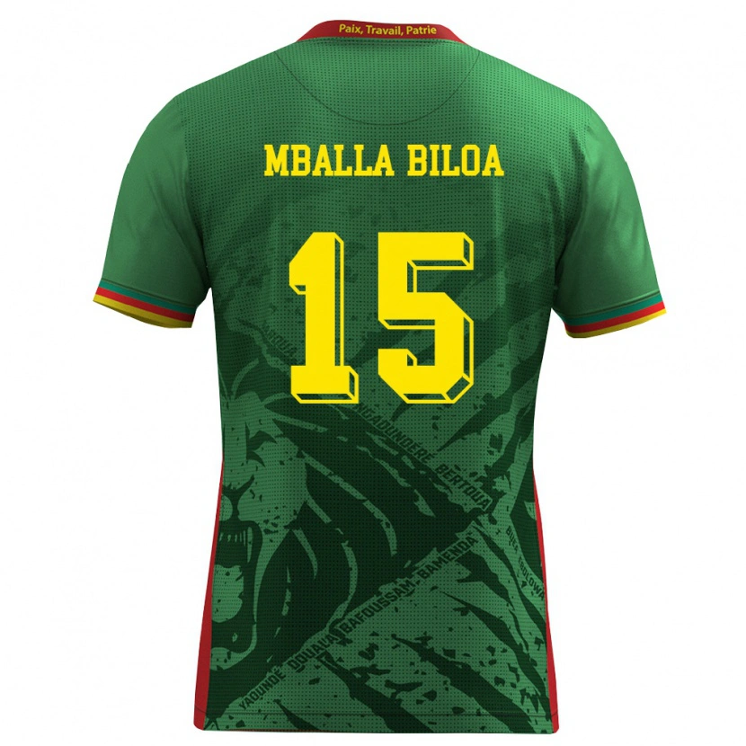 DanxenレディースカメルーンJules Victor Mballa Biloa#15緑 黄 赤ホームシャツ26-28ジャージーユニフォーム