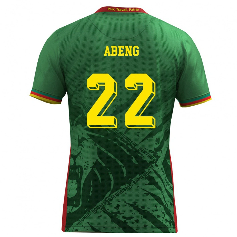 DanxenレディースカメルーンJulliard Abeng#22緑 黄 赤ホームシャツ26-28ジャージーユニフォーム