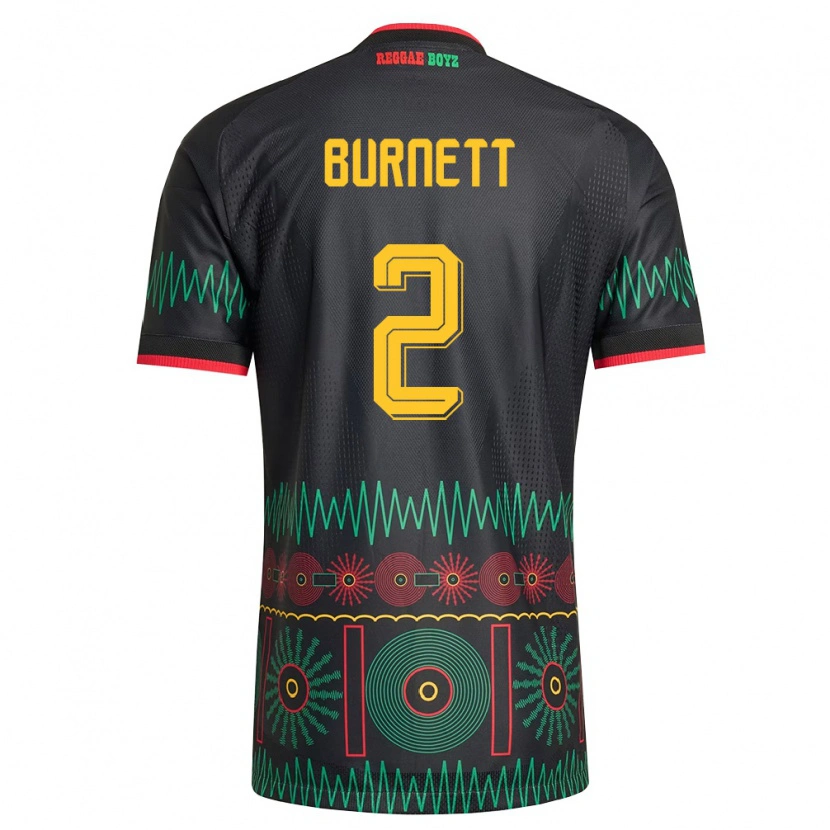 DanxenレディースジャマイカTheanna Burnett#2黒 赤 黄アウェイシャツ26-28ジャージーユニフォーム