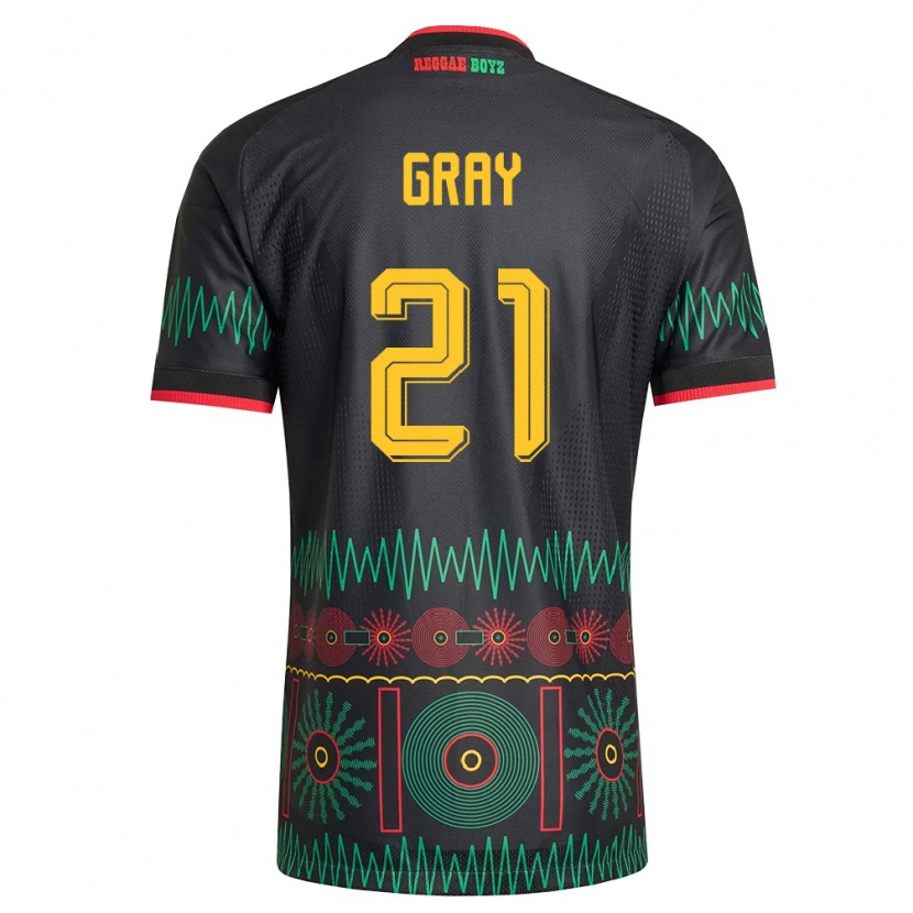DanxenレディースジャマイカJahieme Gray#21黒 赤 黄アウェイシャツ26-28ジャージーユニフォーム