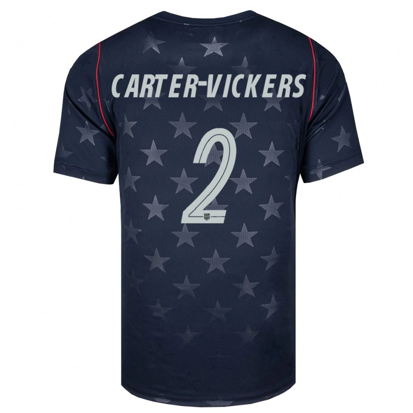 Danxenレディースアメリカ合衆国キャメロン・カーター＝ヴィッカース#2黒 白 赤アウェイシャツ26-28ジャージーユニフォーム