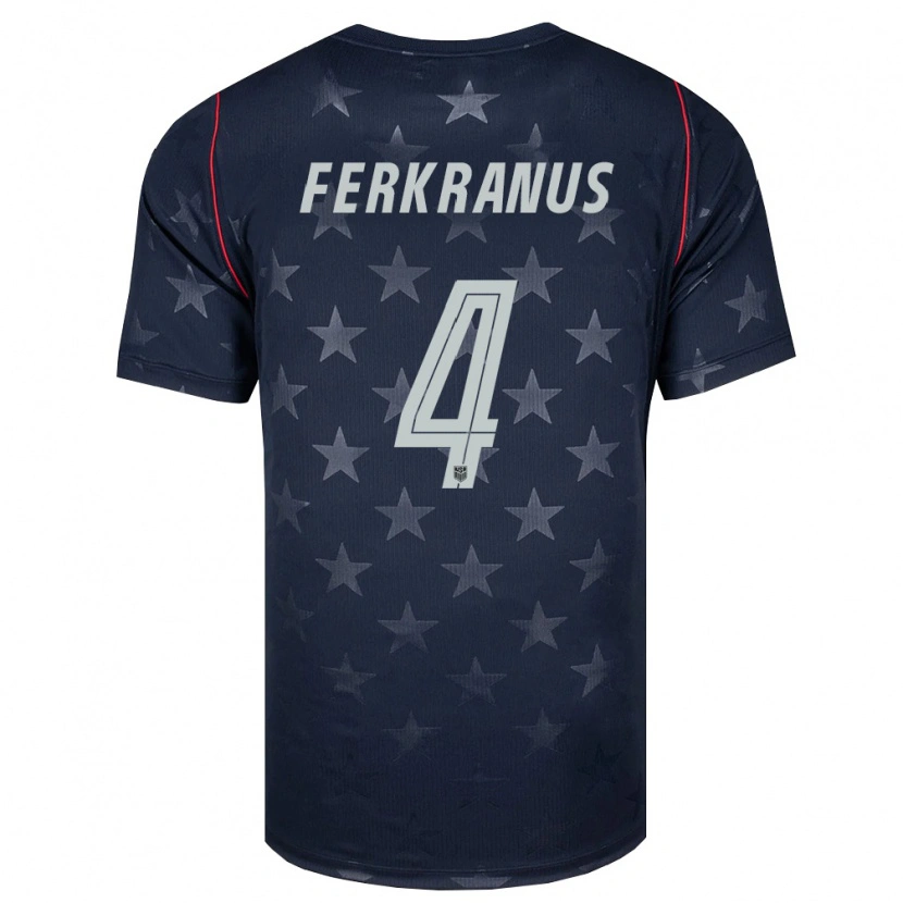 Danxenレディースアメリカ合衆国マーカス・フェルクラヌス#4黒 白 赤アウェイシャツ26-28ジャージーユニフォーム
