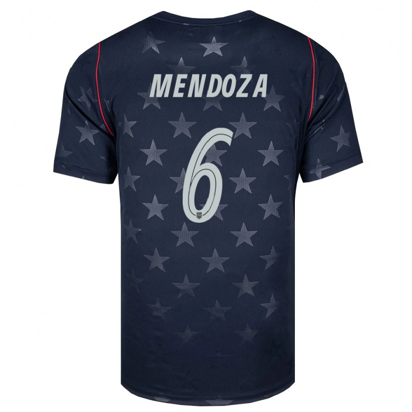 Danxenレディースアメリカ合衆国エドウィン・メンドーサ#6黒 白 赤アウェイシャツ26-28ジャージーユニフォーム