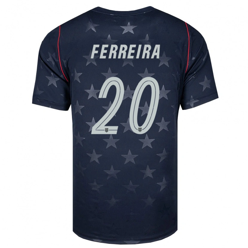 Danxenレディースアメリカ合衆国ヘスス・フェレイラ#20黒 白 赤アウェイシャツ26-28ジャージーユニフォーム