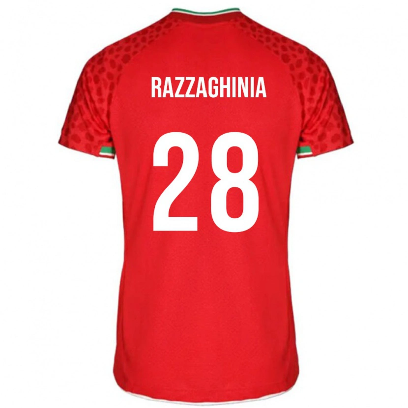 Danxenレディースイランアミルモハマド・ラザギニア#28赤 白アウェイシャツ26-28ジャージーユニフォーム