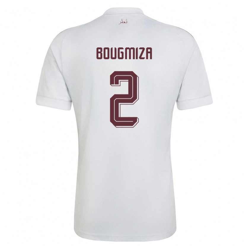 DanxenレディースカタールRami Bougmiza#2白 バーガンディアウェイシャツ26-28ジャージーユニフォーム