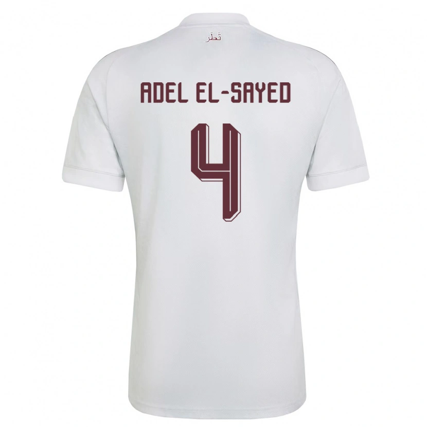 DanxenレディースカタールAhmed Adel El-Sayed#4白 バーガンディアウェイシャツ26-28ジャージーユニフォーム