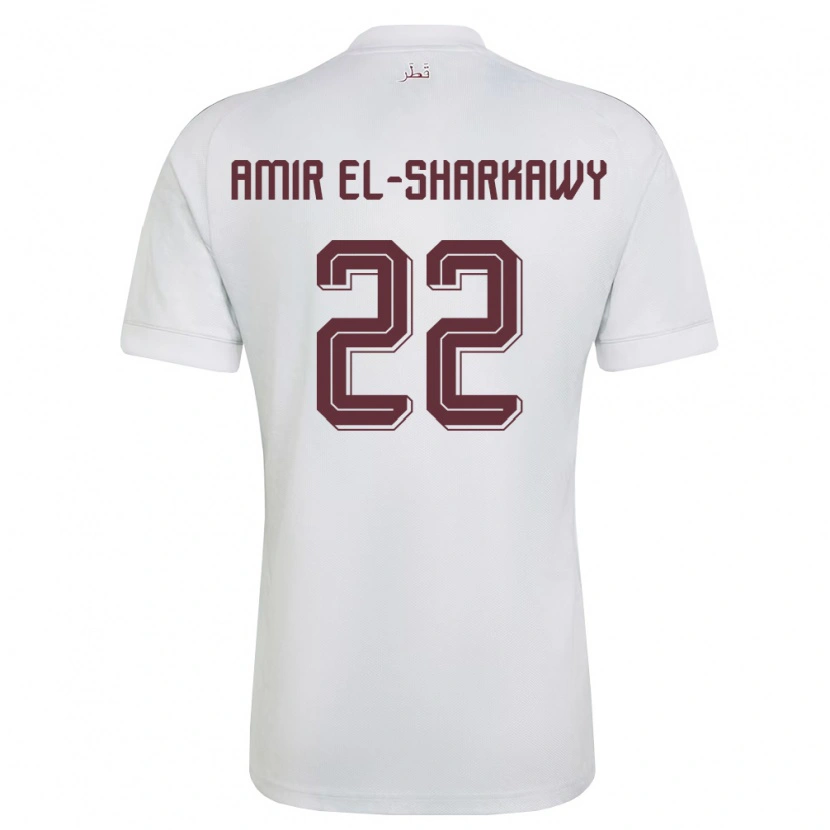 DanxenレディースカタールGalal Amir El-Sharkawy#22白 バーガンディアウェイシャツ26-28ジャージーユニフォーム