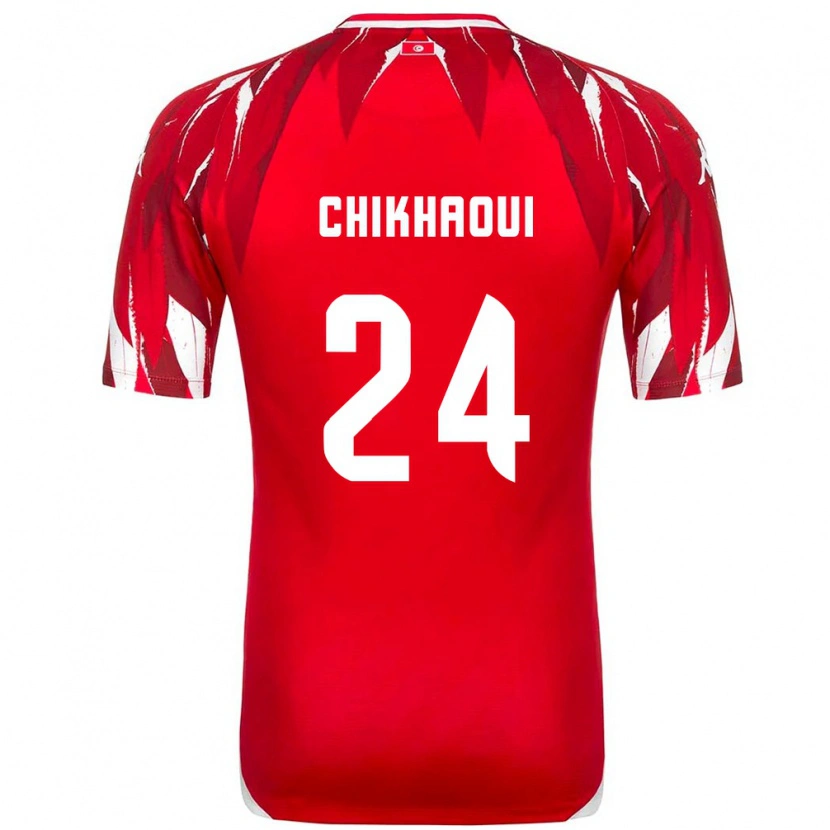 DanxenレディースチュニジアRaed Chikhaoui#24赤 白アウェイシャツ26-28ジャージーユニフォーム