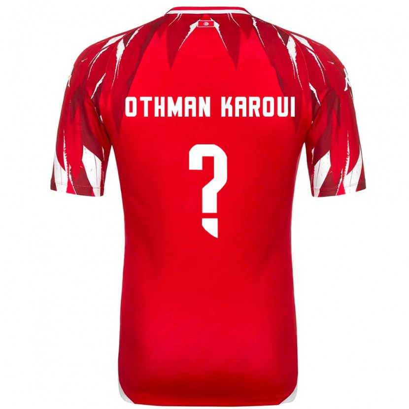 DanxenレディースチュニジアMohamed Othman Karoui#0赤 白アウェイシャツ26-28ジャージーユニフォーム