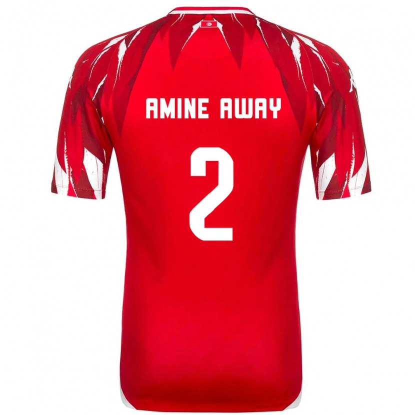 DanxenレディースチュニジアMohamed Amine Away#2赤 白アウェイシャツ26-28ジャージーユニフォーム