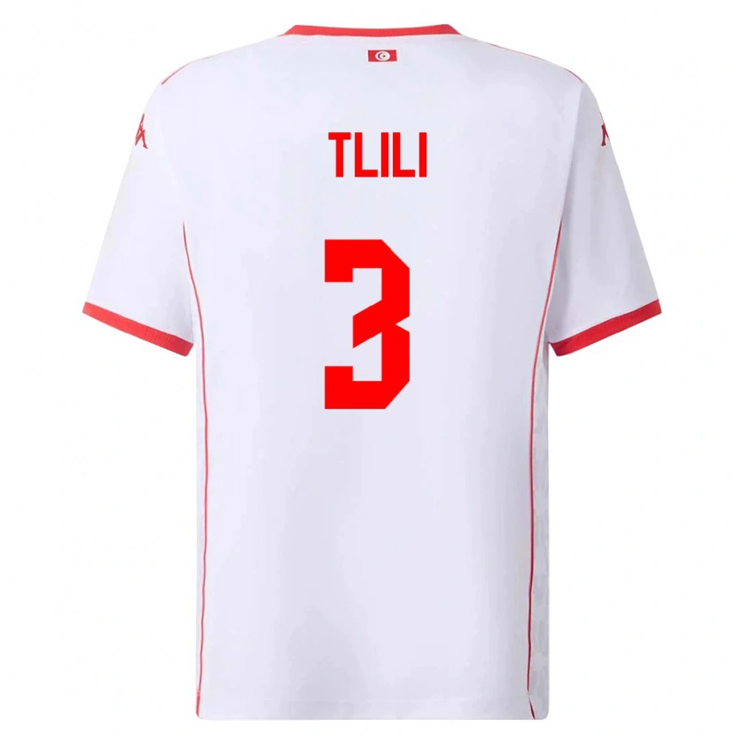 DanxenレディースチュニジアMehdi Tlili#3白 赤アウェイシャツ26-28ジャージーユニフォーム