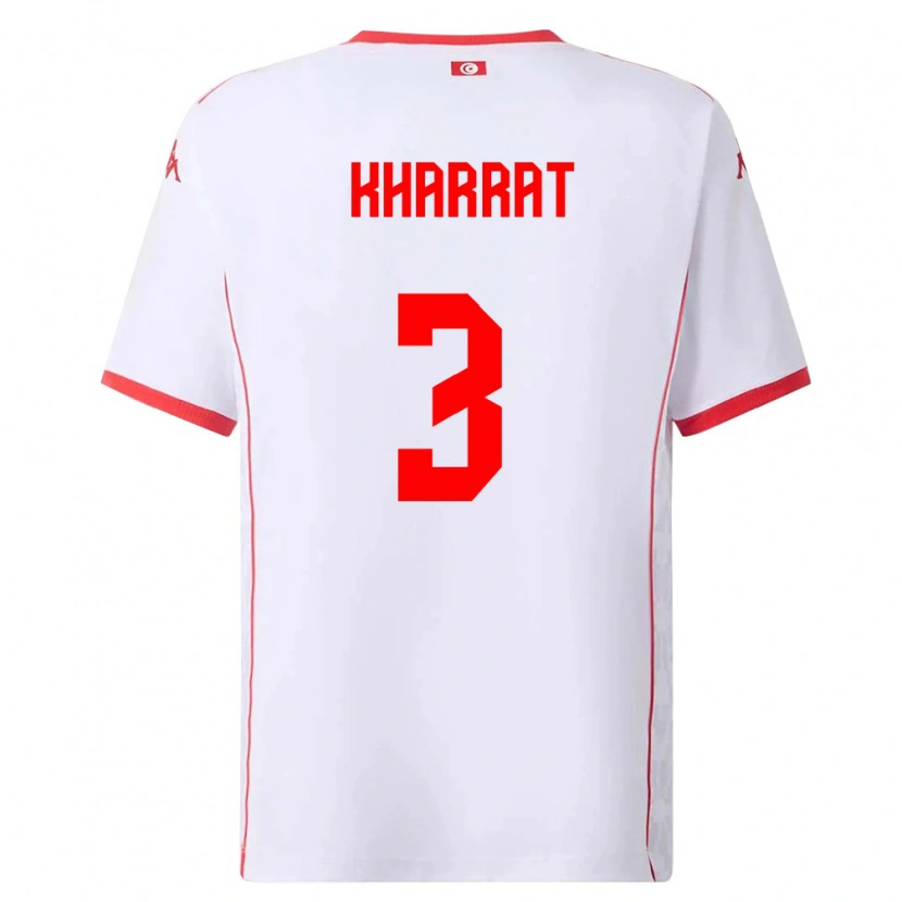 DanxenレディースチュニジアYoussef Kharrat#3白 赤アウェイシャツ26-28ジャージーユニフォーム