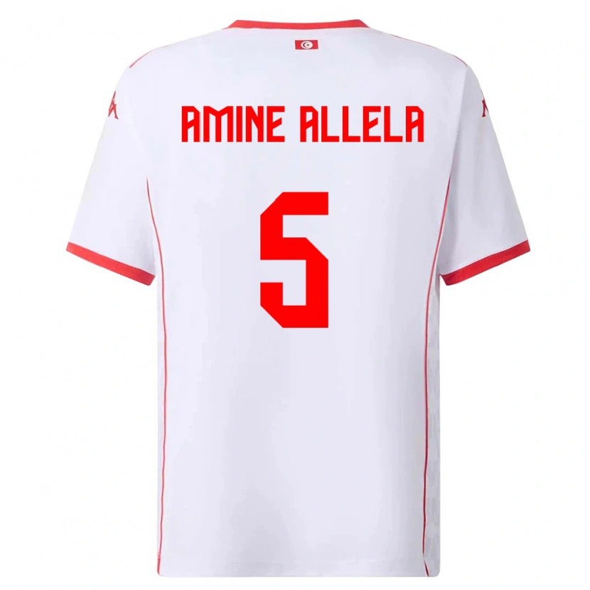 DanxenレディースチュニジアMohamed Amine Allela#5白 赤アウェイシャツ26-28ジャージーユニフォーム