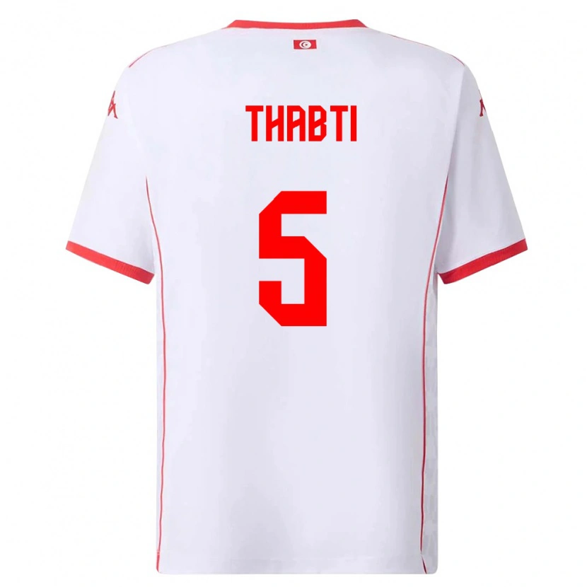 DanxenレディースチュニジアMoncef Thabti#5白 赤アウェイシャツ26-28ジャージーユニフォーム