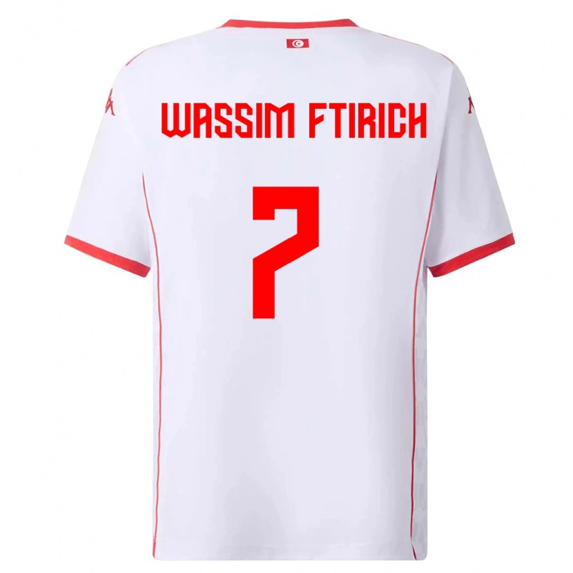 DanxenレディースチュニジアMohamed Wassim Ftirich#7白 赤アウェイシャツ26-28ジャージーユニフォーム