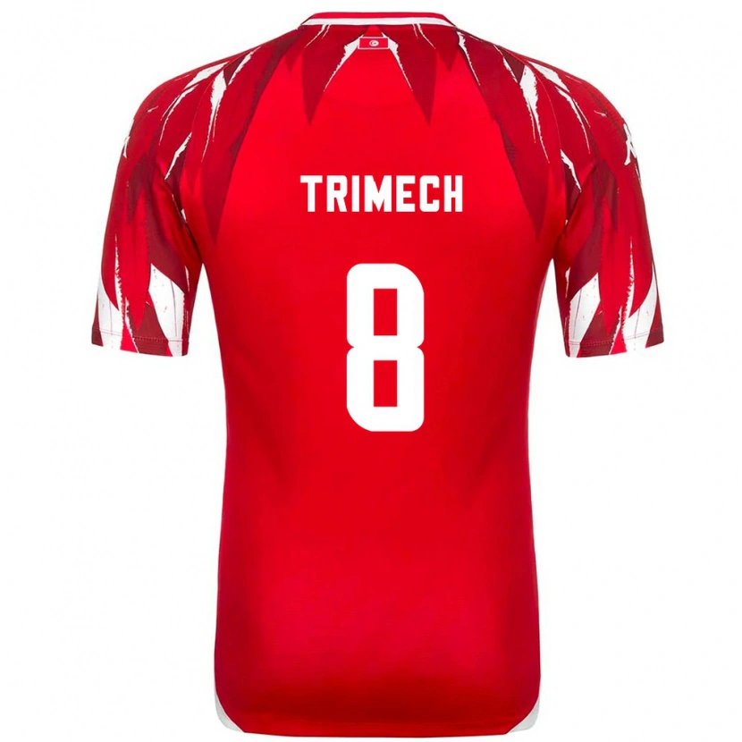 DanxenレディースチュニジアAnas Trimech#8赤 白アウェイシャツ26-28ジャージーユニフォーム