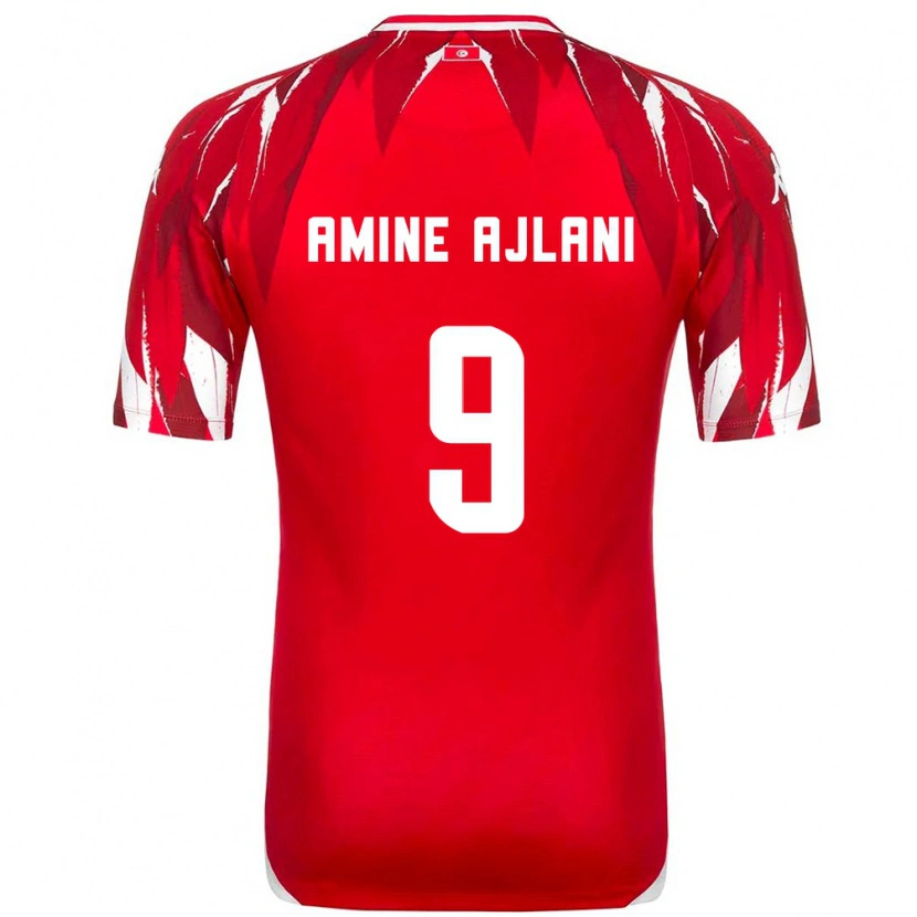 DanxenレディースチュニジアMohamed Amine Ajlani#9赤 白アウェイシャツ26-28ジャージーユニフォーム