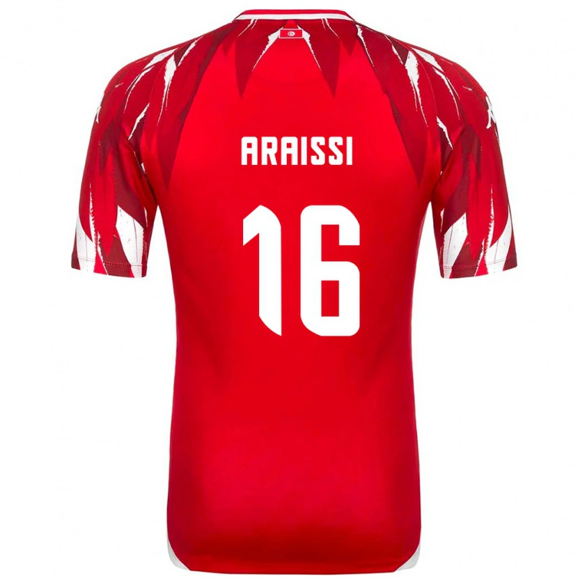 DanxenレディースチュニジアMalek Araissi#16赤 白アウェイシャツ26-28ジャージーユニフォーム