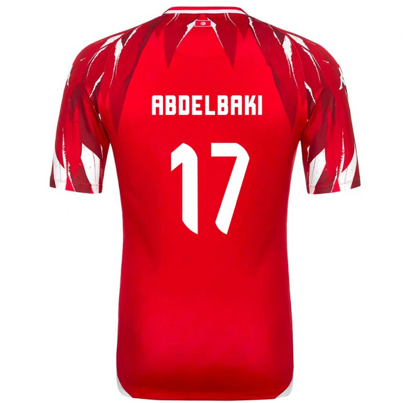DanxenレディースチュニジアAziz Abdelbaki#17赤 白アウェイシャツ26-28ジャージーユニフォーム