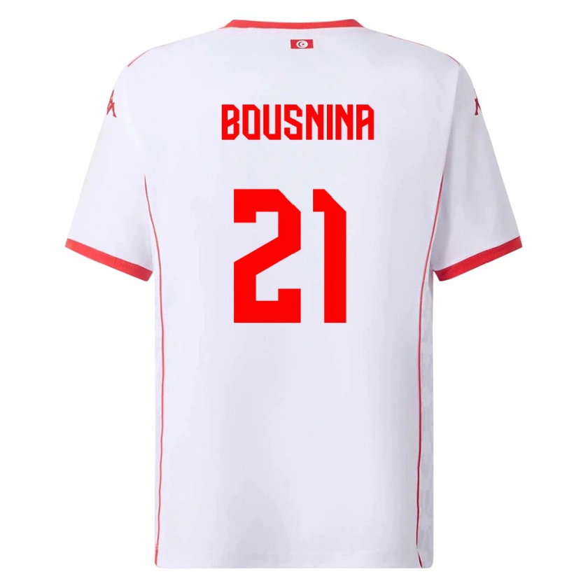 DanxenレディースチュニジアFarès Bousnina#21白 赤アウェイシャツ26-28ジャージーユニフォーム