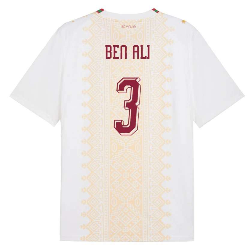 DanxenレディースモロッコSalim Ben Ali#3白 金 赤アウェイシャツ26-28ジャージーユニフォーム