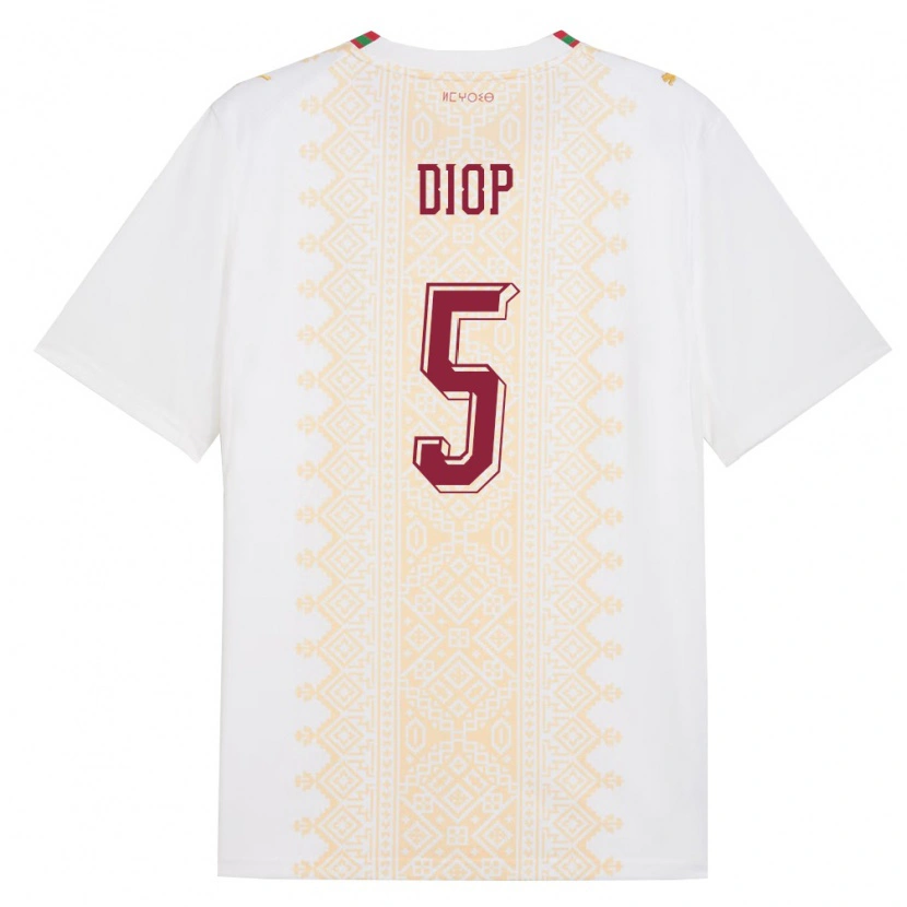 Danxenレディースモロッコイッサ・ディオプ#5白 金 赤アウェイシャツ26-28ジャージーユニフォーム
