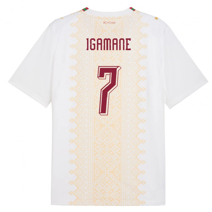 Danxenレディースモロッコハムザ・イガマネ#7白 金 赤アウェイシャツ26-28ジャージーユニフォーム