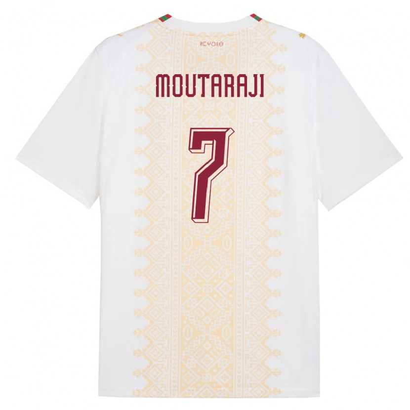 DanxenレディースモロッコIsmail Moutaraji#7白 金 赤アウェイシャツ26-28ジャージーユニフォーム