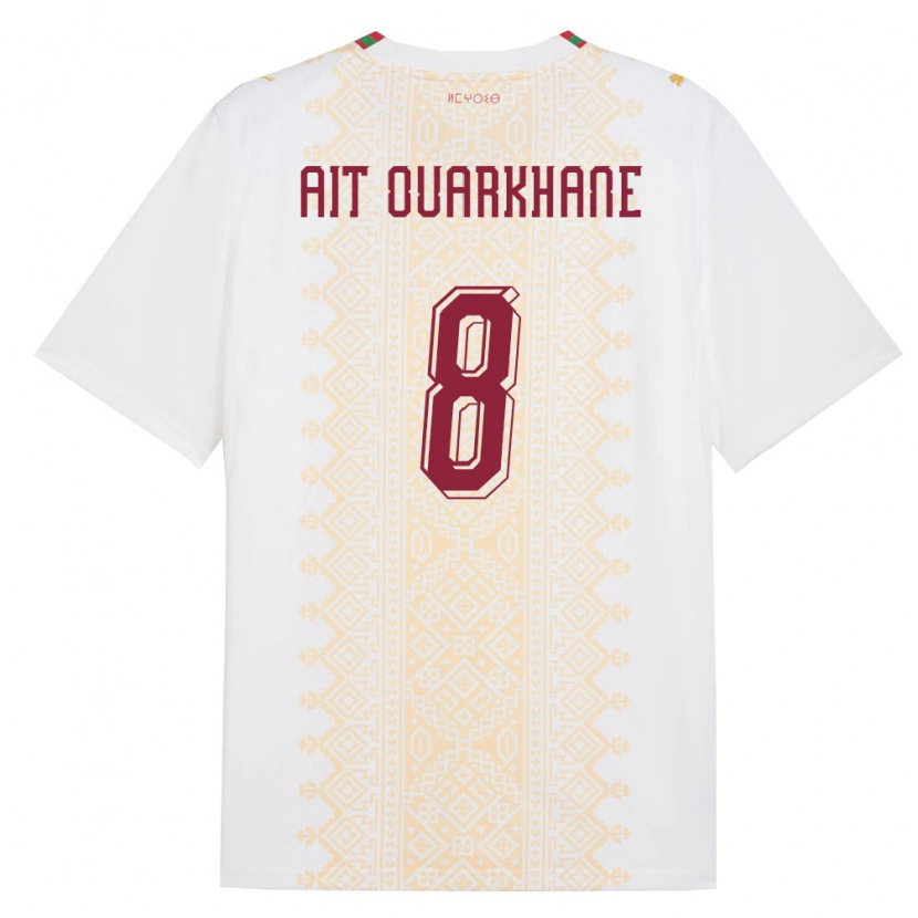 DanxenレディースモロッコKhalid Aït Ouarkhane#8白 金 赤アウェイシャツ26-28ジャージーユニフォーム