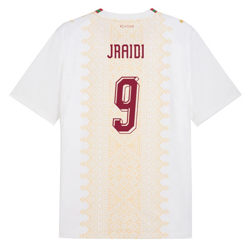 Danxenレディースモロッコイブティサム・ジャライディ#9白 金 赤アウェイシャツ26-28ジャージーユニフォーム