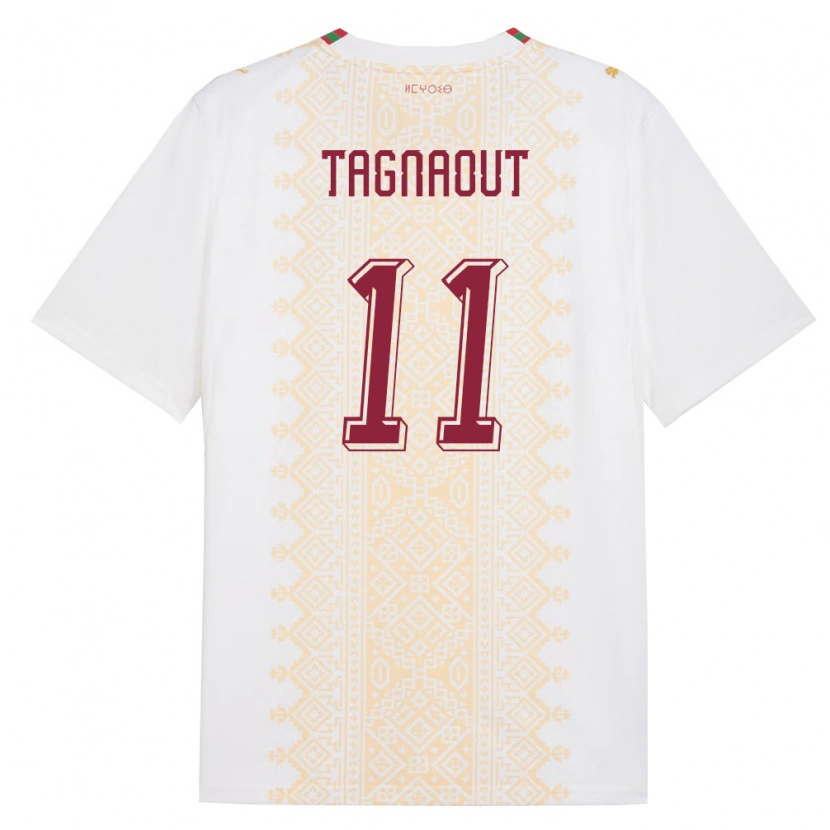 Danxenレディースモロッコファティマ・タニャウト#11白 金 赤アウェイシャツ26-28ジャージーユニフォーム
