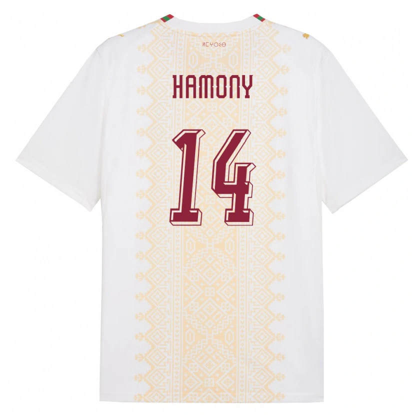 DanxenレディースモロッコMohammed Hamony#14白 金 赤アウェイシャツ26-28ジャージーユニフォーム