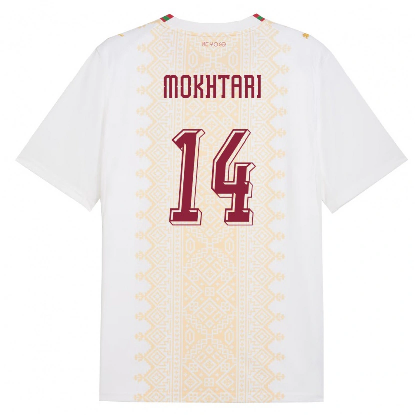 DanxenレディースモロッコBrahim Mokhtari#14白 金 赤アウェイシャツ26-28ジャージーユニフォーム