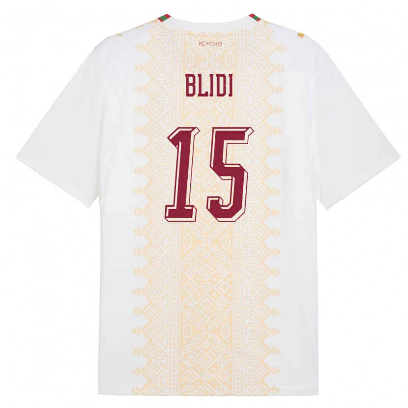 DanxenレディースモロッコNaim Blidi#15白 金 赤アウェイシャツ26-28ジャージーユニフォーム