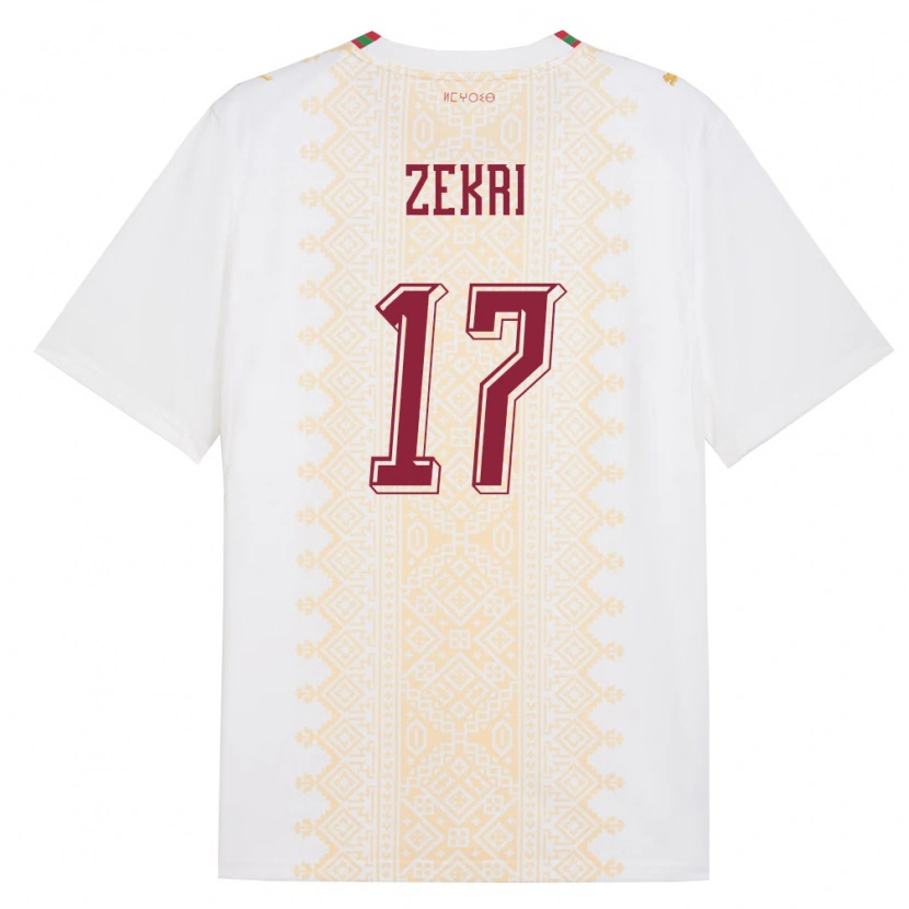 DanxenレディースモロッコMoncef Zekri#17白 金 赤アウェイシャツ26-28ジャージーユニフォーム