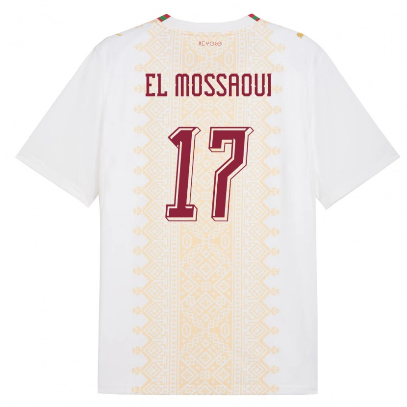 DanxenレディースモロッコMohamed El Mossaoui#17白 金 赤アウェイシャツ26-28ジャージーユニフォーム