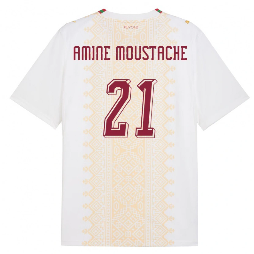 DanxenレディースモロッコMohamed Amine Moustache#21白 金 赤アウェイシャツ26-28ジャージーユニフォーム