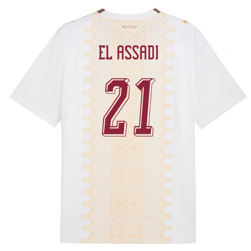DanxenレディースモロッコOthmane El Assadi#21白 金 赤アウェイシャツ26-28ジャージーユニフォーム