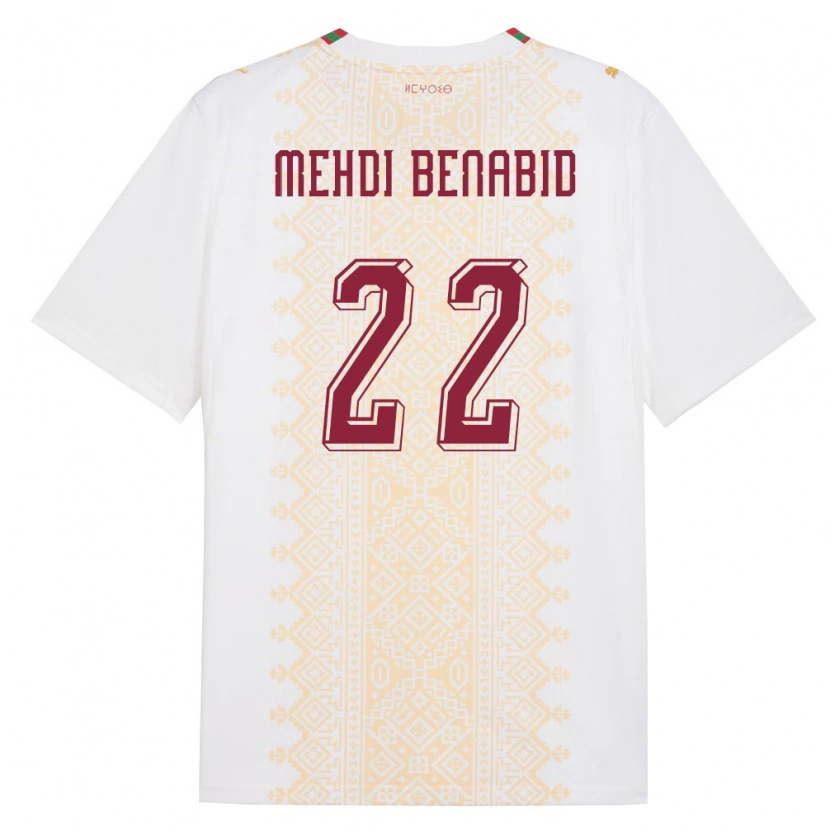 Danxenレディースモロッコマフディ・ベナビッド#22白 金 赤アウェイシャツ26-28ジャージーユニフォーム