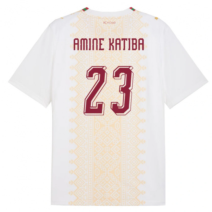 DanxenレディースモロッコMohamed Amine Katiba#23白 金 赤アウェイシャツ26-28ジャージーユニフォーム