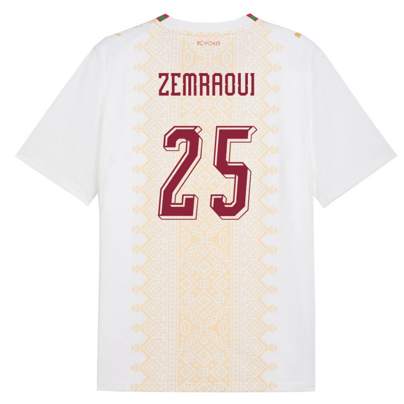 Danxenレディースモロッコウサマ・ゼムラウイ#25白 金 赤アウェイシャツ26-28ジャージーユニフォーム