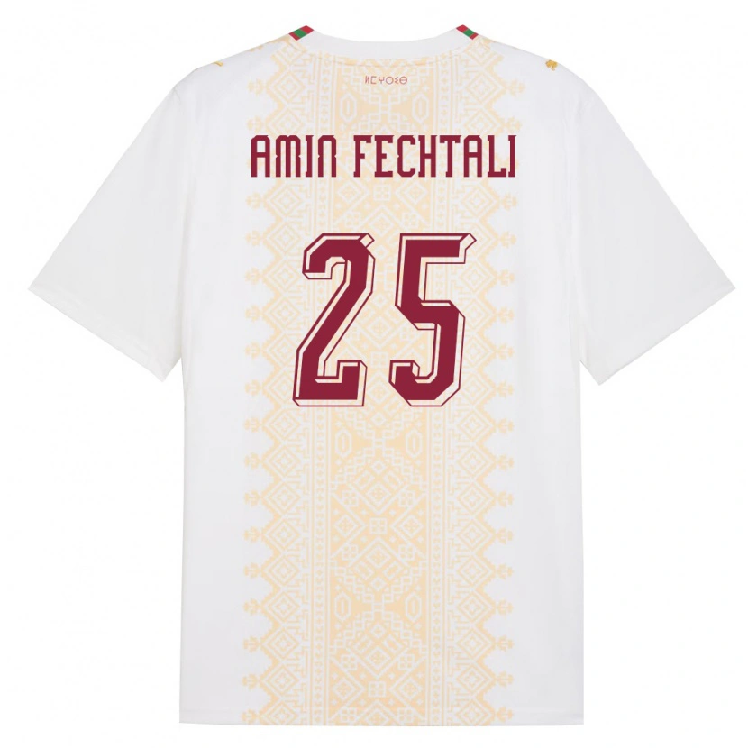 DanxenレディースモロッコOualid Amin Fechtali#25白 金 赤アウェイシャツ26-28ジャージーユニフォーム