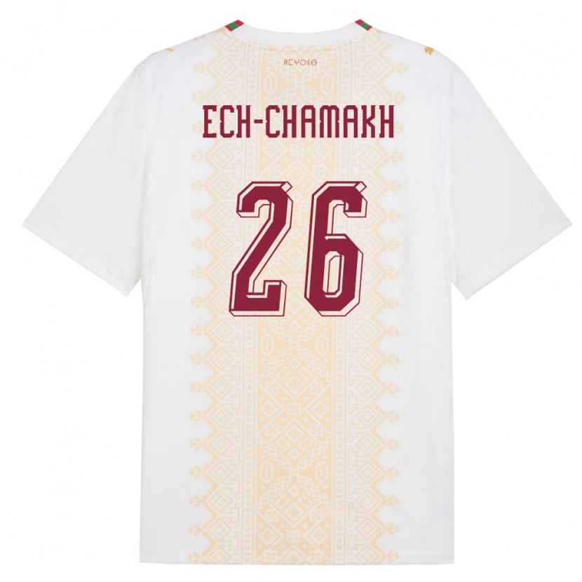 DanxenレディースモロッコJamal Ech-Chamakh#26白 金 赤アウェイシャツ26-28ジャージーユニフォーム