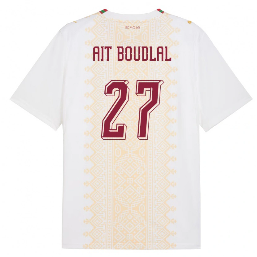 DanxenレディースモロッコAbdelhamid Ait Boudlal#27白 金 赤アウェイシャツ26-28ジャージーユニフォーム